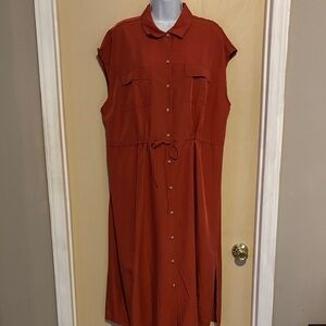 Old Navy: Rust Button-Down Shirt Dress